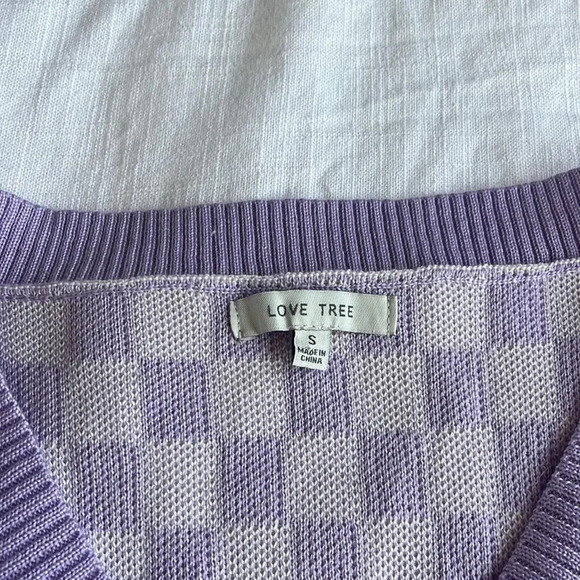 Sweater Vest Boutique Love Tree Purple Checkered Small - Picture 2 of 3